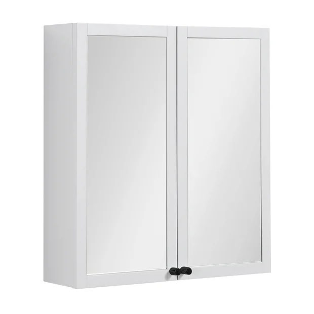 Montrose 600mm White Mirrored Cabinet With Matt Black Handles 4 Montrose 600mm White Mirrored Cabinet With Matt Black Handles - Image 2