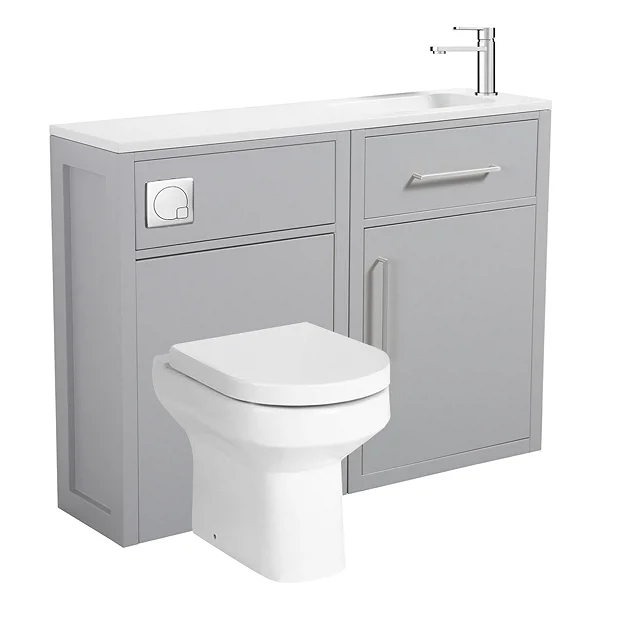 Montrose Dove Grey Combination Vanity And WC Unit With Chrome Handles And Flush 4 Montrose Dove Grey Combination Vanity And WC Unit With Chrome Handles And Flush - Image 2