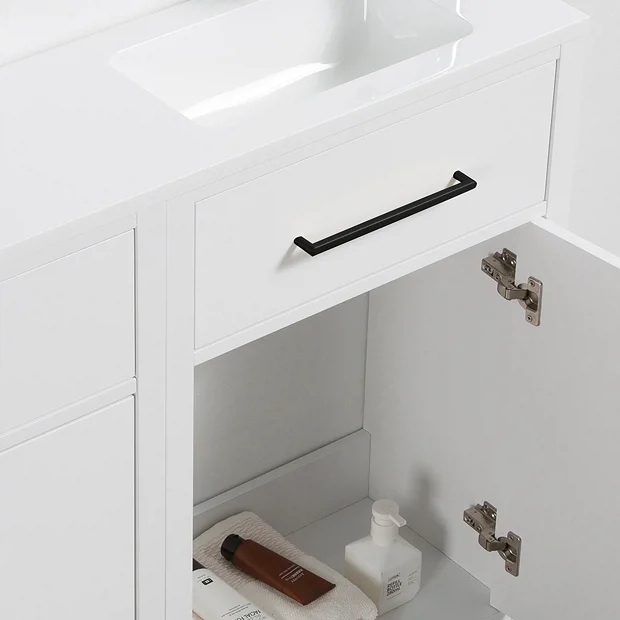 Montrose White Combination Vanity And WC Unit With Matt Black Handles And Flush 3 Montrose White Combination Vanity And WC Unit With Matt Black Handles And Flush