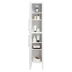 Montrose White Tall Storage Unit With Chrome Handles 7 Montrose White Tall Storage Unit With Chrome Handles -Modern Bathroom Shop mtumwcp d1