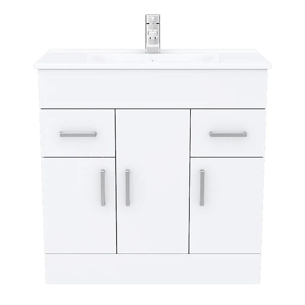 Toreno Vanity Sink With Cabinet - 800mm Modern High Gloss White 8 Toreno Vanity Sink With Cabinet - 800mm Modern High Gloss White - Image 6