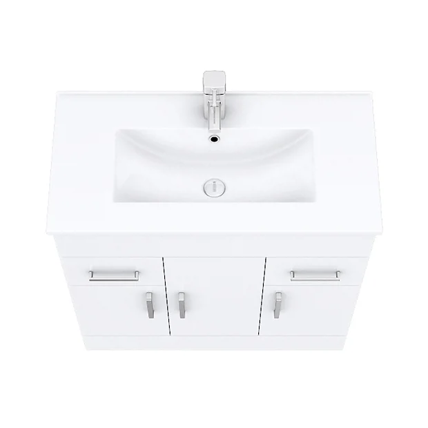 Toreno Vanity Sink With Cabinet - 800mm Modern High Gloss White 3 Toreno Vanity Sink With Cabinet - 800mm Modern High Gloss White