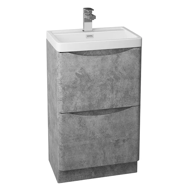 Monza Concrete Effect 500mm Wide Floor Standing Vanity Unit 4 Monza Concrete Effect 500mm Wide Floor Standing Vanity Unit - Image 2