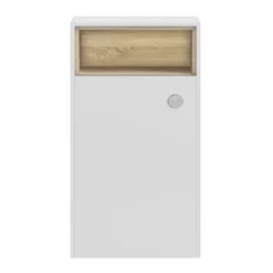 Haywood 600mm Gloss White / Natural Oak Tall WC Unit With Open Shelf 7 Haywood 600mm Gloss White / Natural Oak Tall WC Unit With Open Shelf -Modern Bathroom Shop nfc946 d1