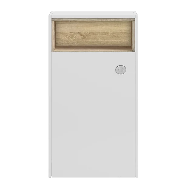Haywood 600mm Gloss White / Natural Oak Tall WC Unit With Open Shelf 5 Haywood 600mm Gloss White / Natural Oak Tall WC Unit With Open Shelf - Image 3