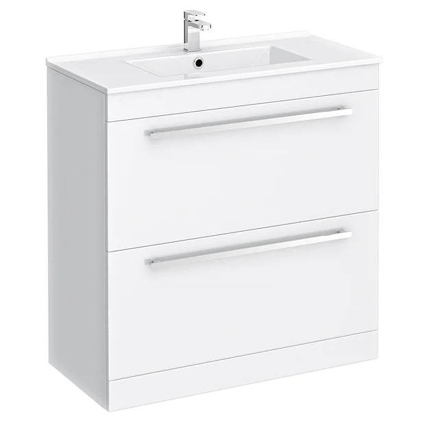 Nova 800mm Vanity Sink With Cabinet - Modern High Gloss White 4 Nova 800mm Vanity Sink With Cabinet - Modern High Gloss White - Image 2