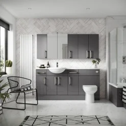 Hudson Reed 500x182mm Gloss Grey Fitted Wall Unit