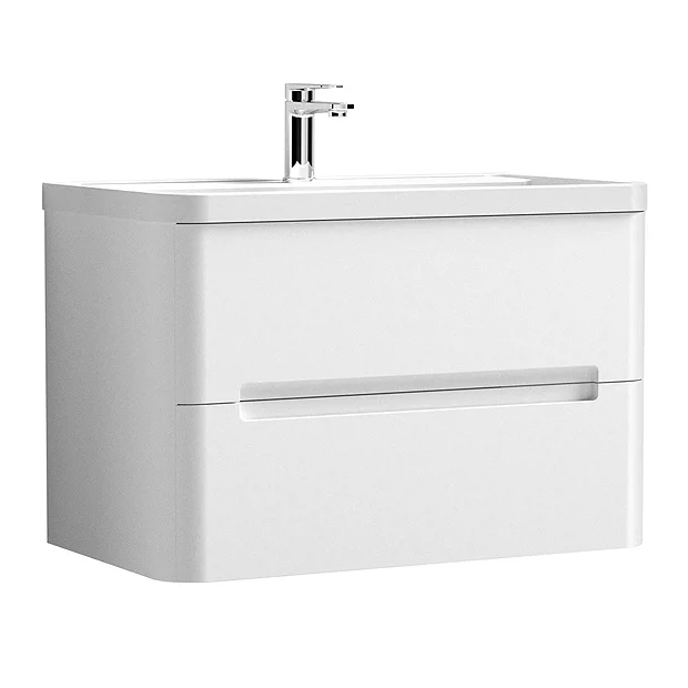 Nuie Elbe Satin White 800mm Wall Hung 2-Drawer Vanity Unit 4 Nuie Elbe Satin White 800mm Wall Hung 2-Drawer Vanity Unit - Image 2