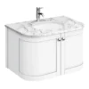 Period Bathroom Co. 820mm Curved Wall Hung Vanity With White Marble Basin Top - White -Modern Bathroom Shop pbc8wcrvwh lrg