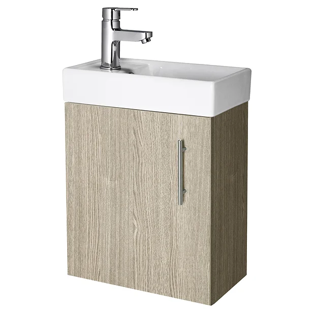 Nuie - Minimalist Compact Wall Hung Basin Unit W400 X D222mm - Light Oak 3 Nuie - Minimalist Compact Wall Hung Basin Unit W400 X D222mm - Light Oak