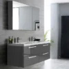 Hudson Reed 1440mm Gloss Grey Quartet Double Basin Vanity Unit -Modern Bathroom Shop qua002 detail1n