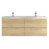 Hudson Reed 1440mm Natural Oak Quartet Double Basin Vanity Unit -Modern Bathroom Shop qua004 detail1
