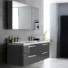 Hudson Reed 1350mm Gloss Grey 3 Door Mirror Cabinet 1 Hudson Reed 1350mm Gloss Grey 3 Door Mirror Cabinet -Modern Bathroom Shop qua010 detail2