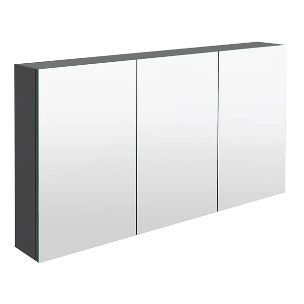 Hudson Reed 1350mm Gloss Grey 3 Door Mirror Cabinet 4 Hudson Reed 1350mm Gloss Grey 3 Door Mirror Cabinet - Image 2