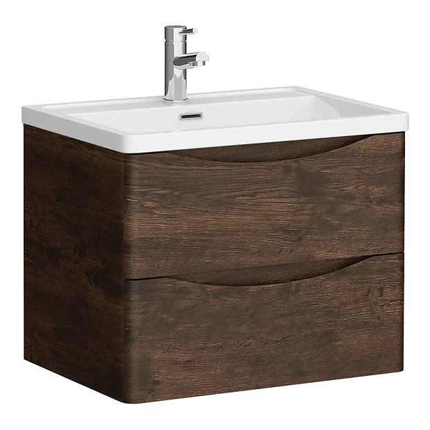 Monza Chestnut 600mm Wide Wall Mounted Vanity Unit 4 Monza Chestnut 600mm Wide Wall Mounted Vanity Unit - Image 2