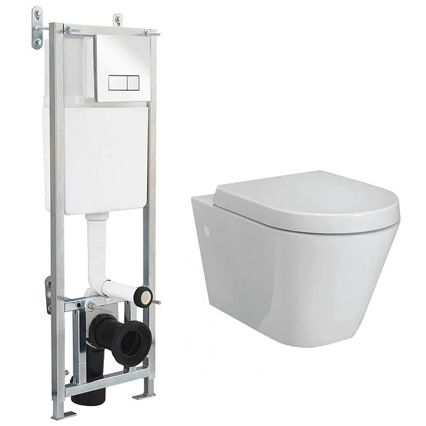 RAK Resort Wall Hung Rimless Pan Incl. Dual Flush Concealed WC Cistern With Frame 4 RAK Resort Wall Hung Rimless Pan Incl. Dual Flush Concealed WC Cistern With Frame - Image 2