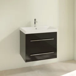 Villeroy & Boch Villeroy And Boch Avento Crystal Black 650mm Wall Hung 2-Drawer Vanity Unit -Modern Bathroom Shop save07b301 d1