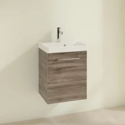Villeroy & Boch Villeroy And Boch Avento Stone Oak 450mm Wall Hung 1-Door Vanity Unit -Modern Bathroom Shop save15rk01 d1
