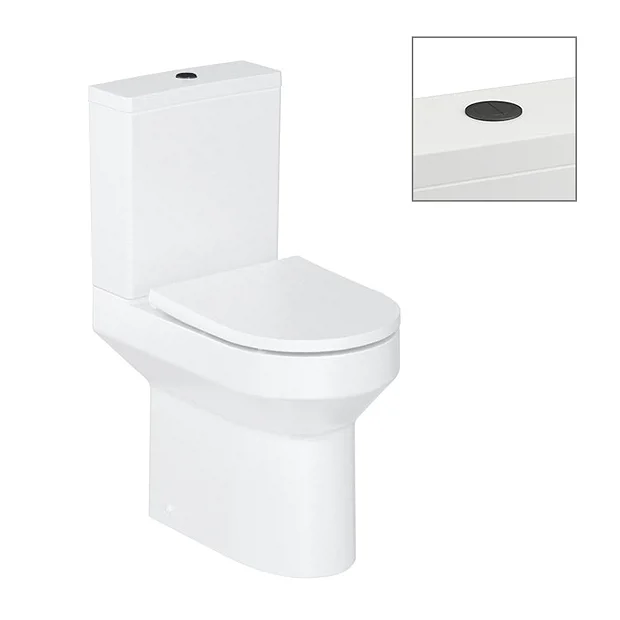 Britton Shoreditch Round Close Coupled Rimless Toilet With Matt Black Flush Button + Soft Close Seat 4 Britton Shoreditch Round Close Coupled Rimless Toilet With Matt Black Flush Button + Soft Close Seat - Image 2