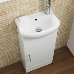 Sienna 420mm Vanity Unit (High Gloss White - Depth 200mm) 10 Sienna 420mm Vanity Unit (High Gloss White - Depth 200mm) -Modern Bathroom Shop siennahighglosswhitecabinetwceramicbasind1