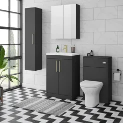 Arezzo 500 Matt Black WC Unit With Cistern + Modern Pan -Modern Bathroom Shop softblacklifestyle01 1