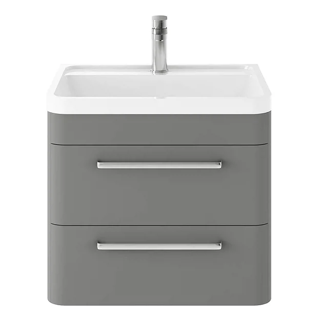 Hudson Reed Solar 600mm Wall Hung Cabinet & Basin - Cool Grey 4 Hudson Reed Solar 600mm Wall Hung Cabinet & Basin - Cool Grey - Image 2