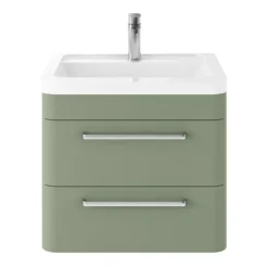 Hudson Reed Solar 600mm Wall Hung Cabinet & Basin - Matt Fern Green -Modern Bathroom Shop sol802l