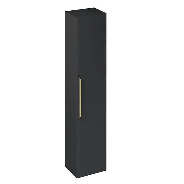 Britton Shoreditch Wall-Hung Tall Cabinet With Brass Handle - Matt Grey 4 Britton Shoreditch Wall-Hung Tall Cabinet With Brass Handle - Matt Grey - Image 2