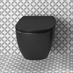 Ideal Standard Tesi Silk Black AquaBlade Wall Hung WC + Soft Close Seat -Modern Bathroom Shop tessbwhsc d2