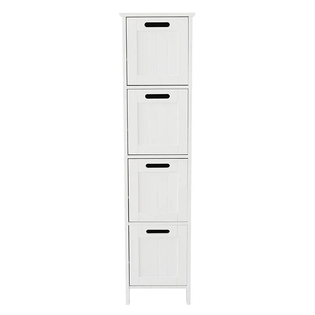 Tongue And Groove 4 Drawer Bathroom Storage Unit - White 7 Tongue And Groove 4 Drawer Bathroom Storage Unit - White - Image 5