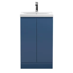 Hudson Reed Urban Satin Blue 500mm Floor Standing 2-Door Vanity Unit -Modern Bathroom Shop urb307a l