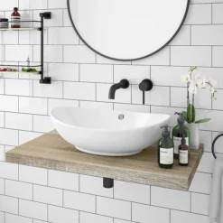 Venice Floating Basin Shelf (Light Oak - 800mm Wide) -Modern Bathroom Shop v8lkslf d2