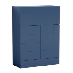 Venice Abstract Blue Complete Toilet Unit W. Pan, Cistern + Brushed Brass Flush -Modern Bathroom Shop va6wcblubbd2