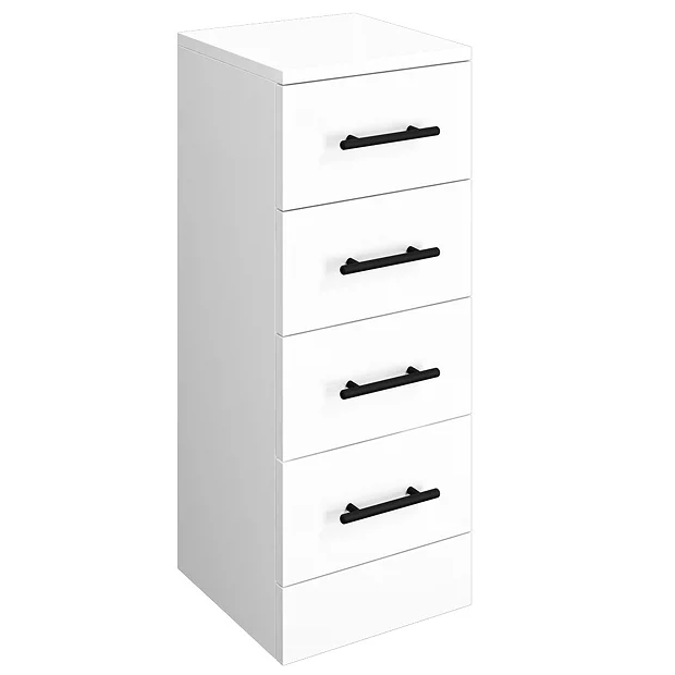 Venice 300x300mm Gloss White 4 Drawer Unit With Matt Black Handles 3 Venice 300x300mm Gloss White 4 Drawer Unit With Matt Black Handles - Image 2