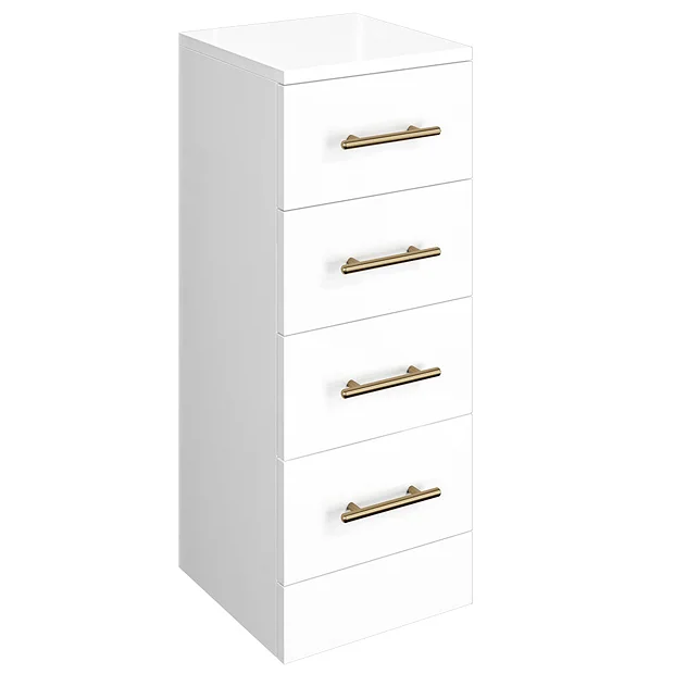 Venice 300x300mm Gloss White 4 Drawer Unit With Brushed Brass Handles 3 Venice 300x300mm Gloss White 4 Drawer Unit With Brushed Brass Handles