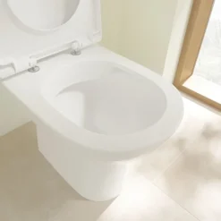 Villeroy & Boch Villeroy And Boch O.novo Compact Rimless Close Coupled Toilet (Side/Rear Entry Water Inlet) + Soft Close Seat -Modern Bathroom Shop vbonsisc d1