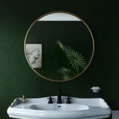 Venice Brushed Brass 600mm Round Mirror -Modern Bathroom Shop venr60bra d3