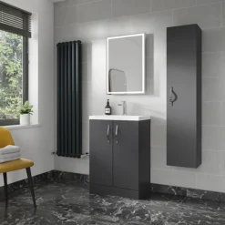 Apollo2 400mm Gloss Grey Tall Wall Hung Unit -Modern Bathroom Shop vma460 d3
