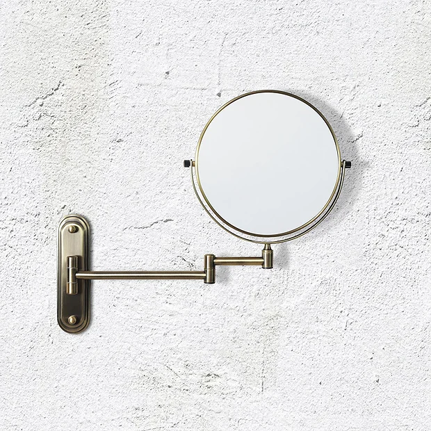 Venice Antique Brass 5x Magnifying Cosmetic Mirror With Curved Wall Plate 5 Venice Antique Brass 5x Magnifying Cosmetic Mirror With Curved Wall Plate - Image 3