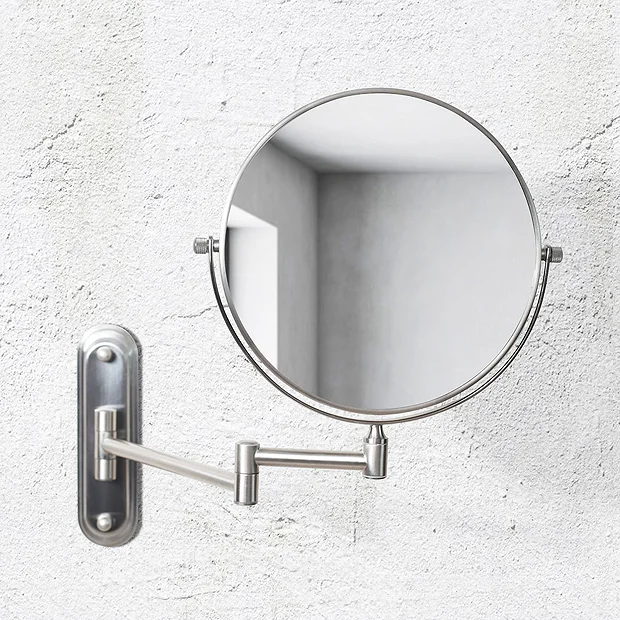 Venice Brushed Nickel 5x Magnifying Cosmetic Mirror With Curved Wall Plate 5 Venice Brushed Nickel 5x Magnifying Cosmetic Mirror With Curved Wall Plate - Image 3