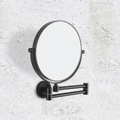 Venice Matt Black 5x Magnifying Cosmetic Mirror With Round Wall Plate -Modern Bathroom Shop vncmrnmb d1