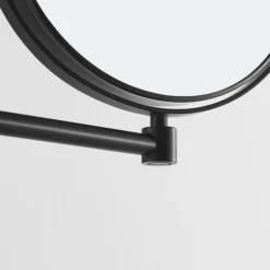 Venice Matt Black 5x Magnifying Cosmetic Mirror With Round Wall Plate -Modern Bathroom Shop vncmrnmb d2