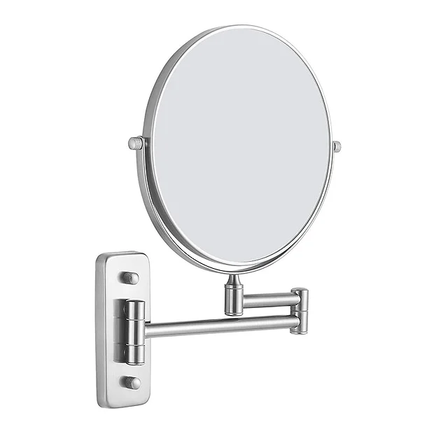 Venice Brushed Nickel 5x Magnifying Cosmetic Mirror With Square Wall Plate 4 Venice Brushed Nickel 5x Magnifying Cosmetic Mirror With Square Wall Plate - Image 2