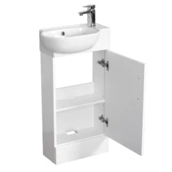 Valencia Perla Floor Standing Cloakroom Vanity (Gloss White - 450mm Wide) 10 Valencia Perla Floor Standing Cloakroom Vanity (Gloss White - 450mm Wide) -Modern Bathroom Shop vpfsgw45 d2