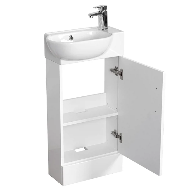 Valencia Perla Floor Standing Cloakroom Vanity (Gloss White - 450mm Wide) 6 Valencia Perla Floor Standing Cloakroom Vanity (Gloss White - 450mm Wide) - Image 4