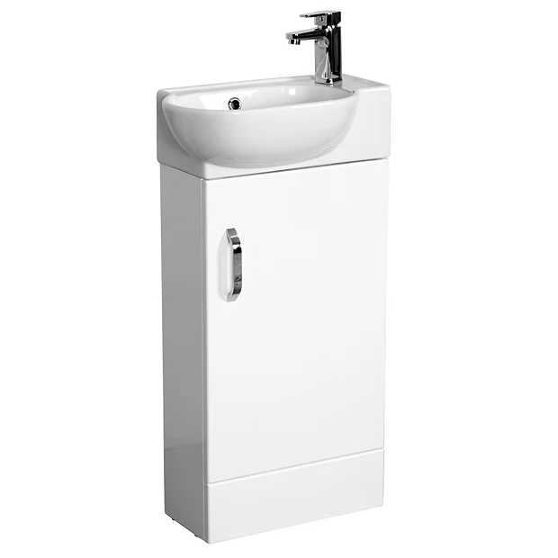 Valencia Perla Floor Standing Cloakroom Vanity (Gloss White - 450mm Wide) 4 Valencia Perla Floor Standing Cloakroom Vanity (Gloss White - 450mm Wide) - Image 2
