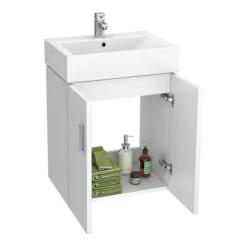 Nova Wall Mounted Vanity - 450mm Gloss White -Modern Bathroom Shop vtww450 detail a