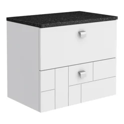 Venice Abstract 600mm White Vanity Unit - Wall Hung 2 Drawer Unit With Black Worktop & Chrome Handles 9 Venice Abstract 600mm White Vanity Unit - Wall Hung 2 Drawer Unit With Black Worktop & Chrome Handles -Modern Bathroom Shop vwh6whiblk n lrg