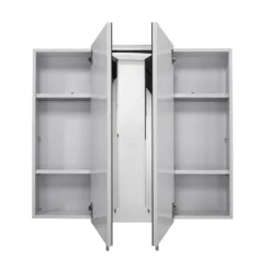 Croydex Westbourne Triple Door Tri-View White Steel Mirror Cabinet With FlexiFix -Modern Bathroom Shop wc102322 d2