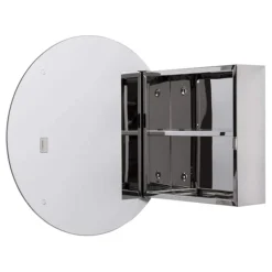 Croydex Severn Circular Door Mirror Cabinet - Stainless Steel -Modern Bathroom Shop wc836005 n d1